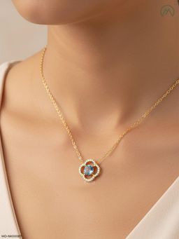 Maiora Diamonds - 14K White Gold 0.28 Ct Lab-Grown Diamond and Blue Stone Pendant Necklace