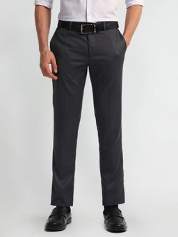 Arrow - Solid Grey Polyester Trousers
