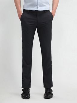 Arrow - Solid Navy Blue Polyester Trousers