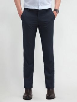 Arrow - Checked Black Polyester Trousers