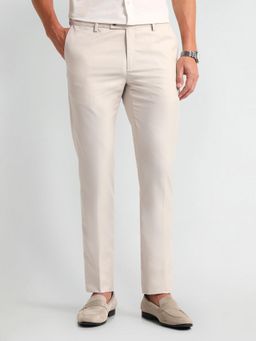 Arrow - Solid Beige Polyester Trousers