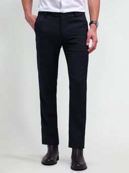 Arrow - Solid Navy Blue Polyester Trousers
