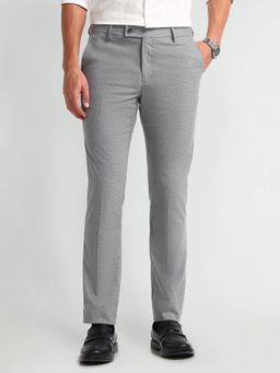 Arrow - Self Design Grey Polyester Trousers