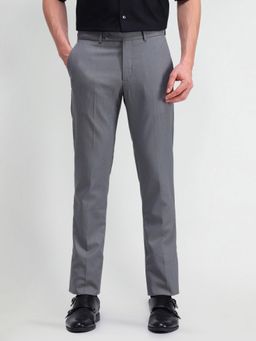 Arrow - Solid Grey Polyester Trousers
