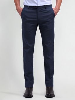 Arrow - Solid Navy Blue Polyester Trousers