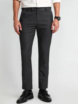 Arrow - Solid Grey Polyester Trousers