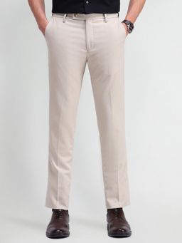 Arrow - Solid Beige Polyester Trousers