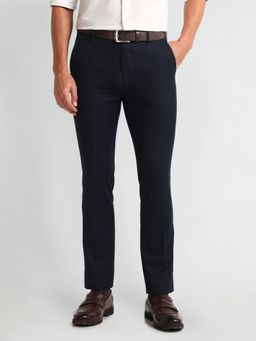 Arrow - Solid Blue Polyester Trousers