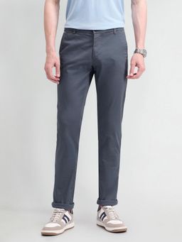 Arrow Sports - Solid Blue Cotton Trousers
