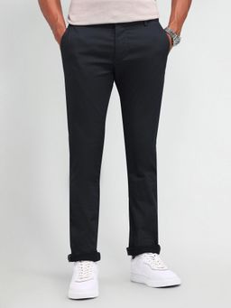 Arrow Sports - Solid Charcoal Cotton Trousers