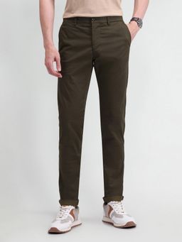 Arrow Sports - Solid Brown Cotton Trousers
