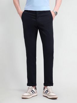 Arrow Sports - Solid Navy Blue Cotton Trousers
