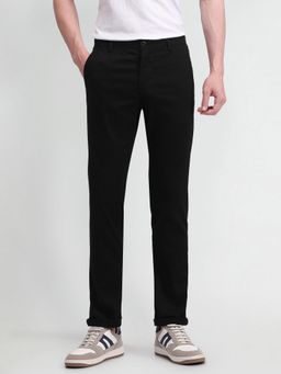 Arrow Sports - Solid Black Cotton Trousers