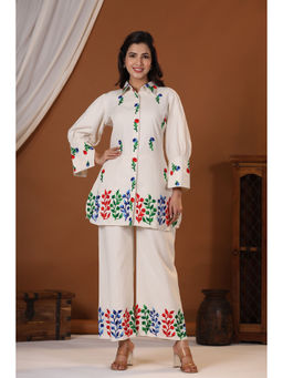 KAFTANIZE - Anima Off White Leaf Printed Co-Ord (Set of 2)