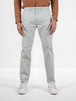 CELIO - Men Grey Solid Slim Fit Cotton Chinos