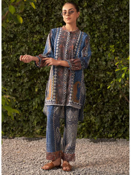 Lakshita - Women Navy Blue Printed Modal Chanderi Co-Ord (Set of 2)