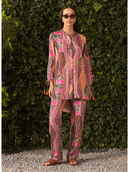 Lakshita - Brown Floral Printed Shantoon Co-Ord (Set of 2)