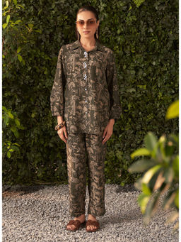 Lakshita - Women Olive Printed Rayon Co-Ord (Set of 2)