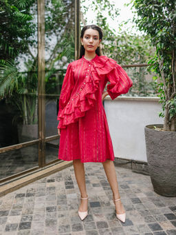 House of Fett - Begonia Asymmetric Dress - Red