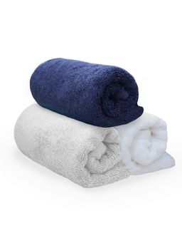 Heelium - Bamboo Hand Towel, Soft, Absorbent & Odour Free, 65x40cm, 3 Pcs, Light Grey, Blue, White
