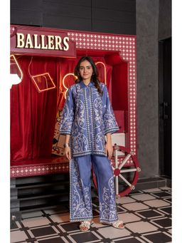 Pratapsons - Pastel Purple Printed Crepe Silk Co-Ord Set