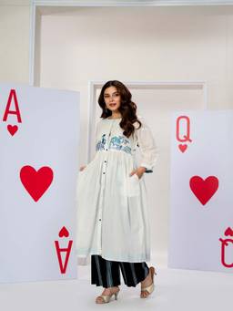 PRATAPSONS HERITAGE - Enchanted Charm Embroidered Cotton Off White Kurta Set