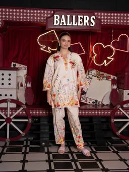 PRATAPSONS HERITAGE - Meadow Printed Cotton Ivory Co-Ord Set