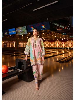 Pratapsons - Pastel Pink Tropical Printed Cotton Co-Ord Set