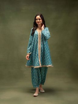 GRASS & SUNSHINE - Women Indigo Nomad Charm Kurta with Pant