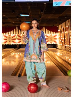 Pratapsons - Tropical Azure Printed Cotton Blue Co-Ord Set