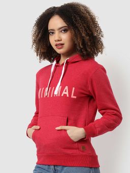 PINACOLADA - Women Red Printed Sweatshirt With Hoodie