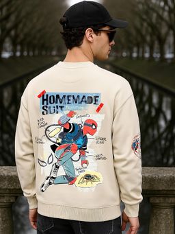 Bewakoof - Men'S Beige Home Made Graphic Printed Oversized Sweatshirt