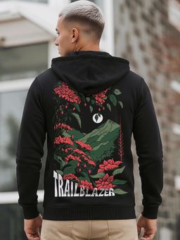 Bewakoof - Jet Black Trailblazer Graphic Printed Hoodies