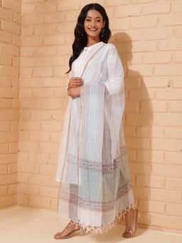 Fabindia - Natural Cotton Silk Blend Hand Block Printed Dupatta