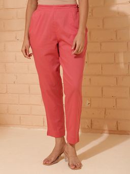 Fabindia - Pink Cotton Full Length Ethnic Pant