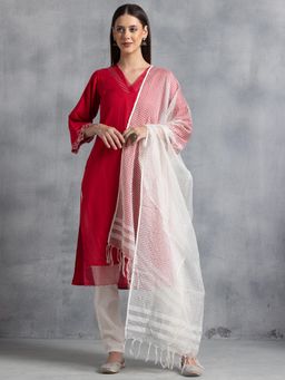 Indya - White Solid Tissue Dupatta