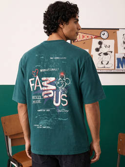 Bewakoof - Disney Mens Green Graphic Oversized T-Shirt