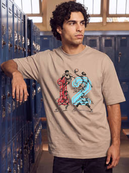 Bewakoof - Mens Brown 12 Graphic Printed Oversized T-Shirt
