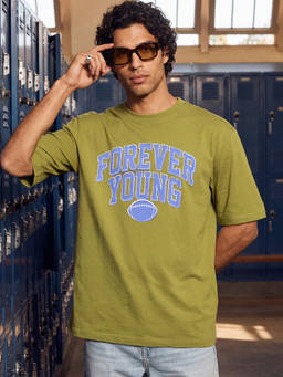 Bewakoof - Mens Forever Young Typography Oversized T-Shirt