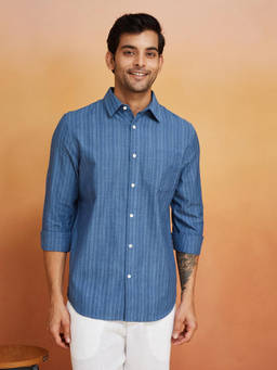 Fabindia - Blue Cotton Stripe Shirt