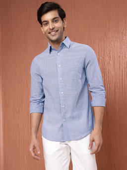 Fabindia - Blue Cotton Striped Shirt