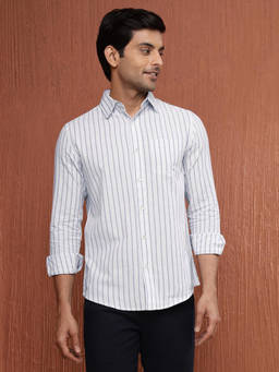 Fabindia - White Cotton Striped Shirt