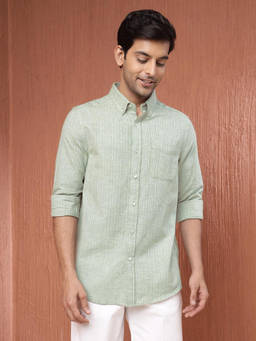 Fabindia - Green Cotton Dobby Shirt
