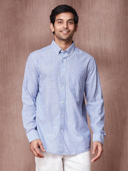 Fabindia - Blue Cotton Striped Shirt