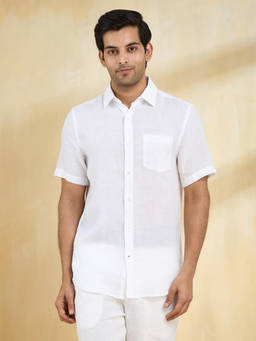 Fabindia - White Linen Slim Fit Shirt