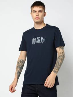 GAP - Mens Navy Blue Logo Crew Neck T-Shirt