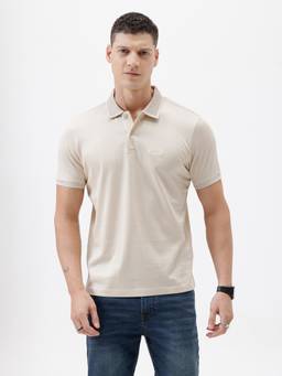 Crocodile - Mens Lt.Beige Textured Polo T-Shirt