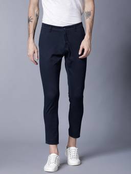 HIGHLANDER - Men Navy Blue Straight Fit Trouser