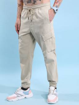 HIGHLANDER - Men Beige Relaxed Fit Cargo Jogger