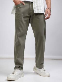 HIGHLANDER - Men Olive Relaxed Fit Comfort Trousers